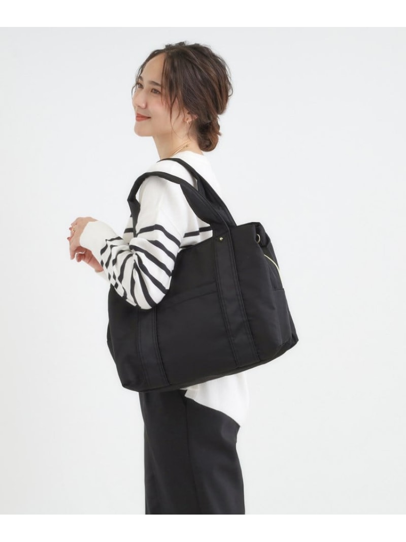 【SALE／10%OFF】【撥水】両あおりビッグトートバッグ【2WAY】 SHOO・LA・RUE シューラルー バッグ トートバッグ グレー ブラック【RBA_E】【送料無料】[Rakuten Fashion]