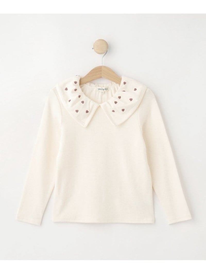 【SALE/55%OFF】【110-140cm】刺繍衿つきテレコロンT SHOO・LA・RUE シューラルー トップス カットソー・Tシャツ ブラック ホワイト...