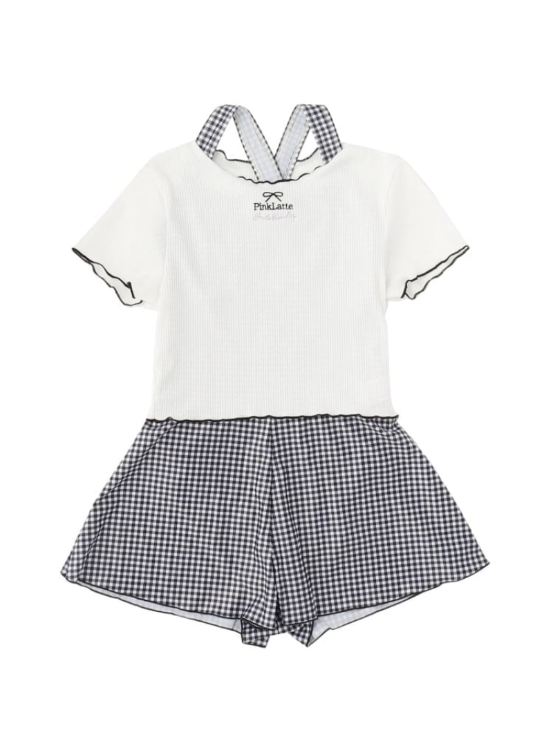 【SALE／37%OFF】リブT付ギンガムチェックワンピース PINK-latte ピンク ラテ 水着・スイムグッズ 水着..