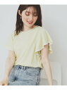 【SALE/30%OFF】バイカラーフレアスリーブトップス【洗濯機洗い可】 index インデックス トップス カットソー・Tシャツ イエロー グレー ネイビー...