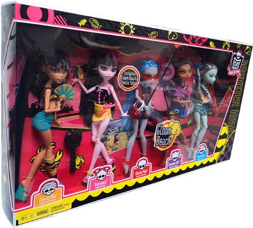 Monster High 󥹥ϥ Gloom Beach Doll 5Pack Cleo de Nile, Draculaura, Clawdeen Wolf, Franki