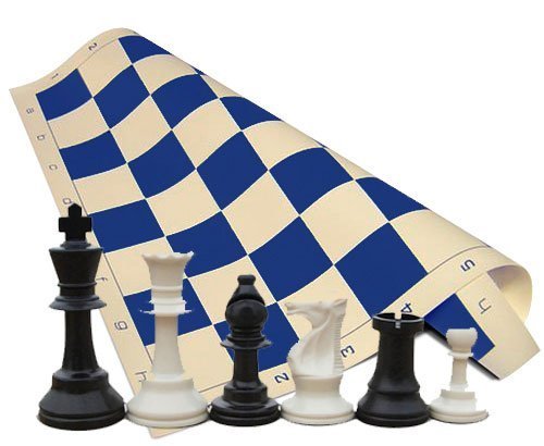 おもちゃ Tornament Chess Set - Chess Pieces (34 Pieces Black and White with 2 Extra Queens) - Blue