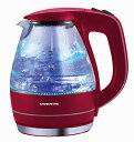 Ovente 1.5L Glass Electric Kettle, Red 電気ケトル
