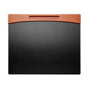 Mahogany Wood and Black Faux Leather Desk Pad, 23 7/8 x 19 7/8 x 11/16