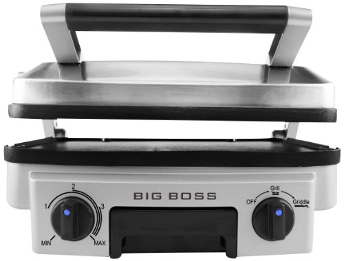 【商品名】Big Boss ビッグボス Stainless Steel Reversible Grill, 1500-Watt グリル【カテゴリー】ホーム：家電【商品詳細】 6調理構成および浮動ヒンジデザインで、ビッグボスリバーシブルグリルは、あなたが夕食にチキンに朝食にワッフルから何かを作るのを助けることができる汎用性の高い調理器です。温度は、あなたの食べ物あなたがそれを好きなように加熱することができ、完全に調整可能です。グリルは、またテフロン加工、食器洗い乾燥機で洗え調理プレートと取り外し可能なドリップトレイのおかげでお手入れも簡単です。