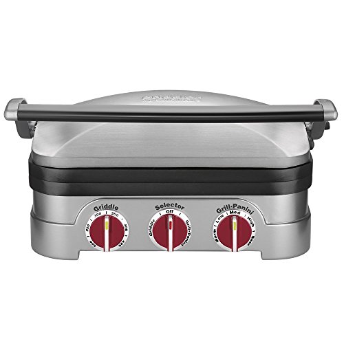 米アマゾン限定カラー Cuisinart GR-4NR 5-in-1 Griddler, Silver, Red Dials レッド（赤）