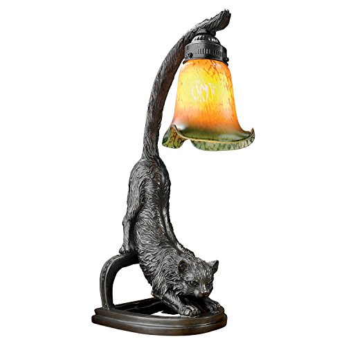 Design Toscano Crouching Cat Flexing Feline Illuminated Sculpture