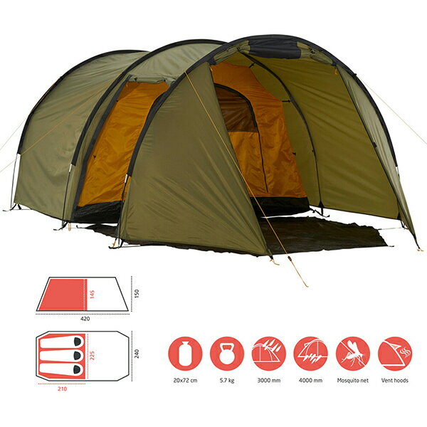 Grand Canyon Robson 3P トンネル テント キャピュレット オリーブ Capulet Olive