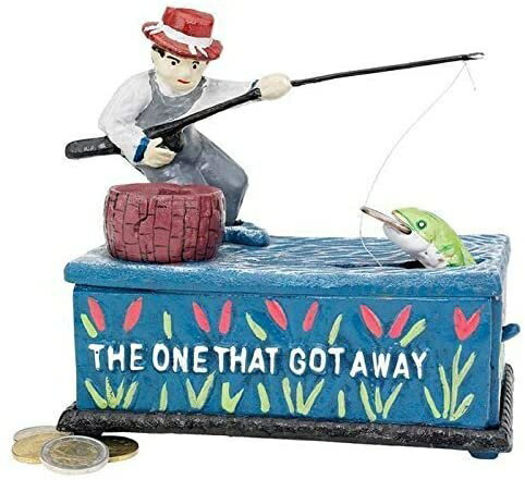 Design Toscano The Fisherman: The One that Got Away Collectors Mechanical Coin Bank