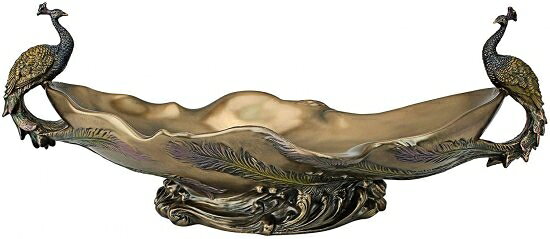 Design Toscano WU10476 Peacock's Decorative Centerpiece Sculptural Bowl, 17 Inch, Polyresin, Bronz [3]