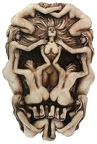 Design Toscano Memento Mori ゴシックデススカル壁彫刻 9インチ アンティークボーン仕上げ