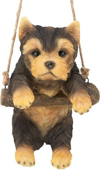 Design Toscano Yorkie Puppy on a パーチ 吊り下げ犬 彫刻 8インチ フルカラー [2]