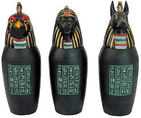 Design Toscano ファラオの墓のエジプトのカノピージャー 7.5インチ フルカラー