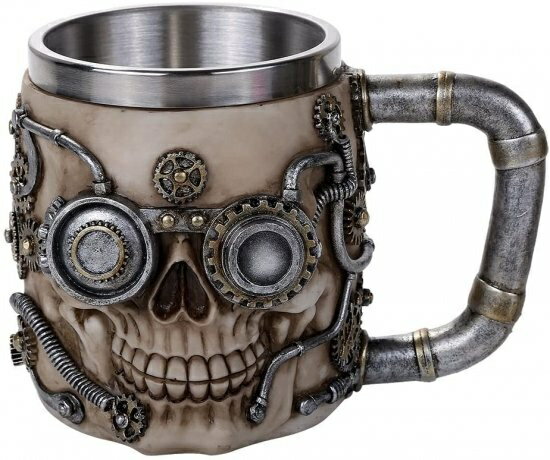 Pacific Giftware スチームパンク ギアヘッド スカルマグ ゴシック タンカード 11オンス ビールマグ 飲料