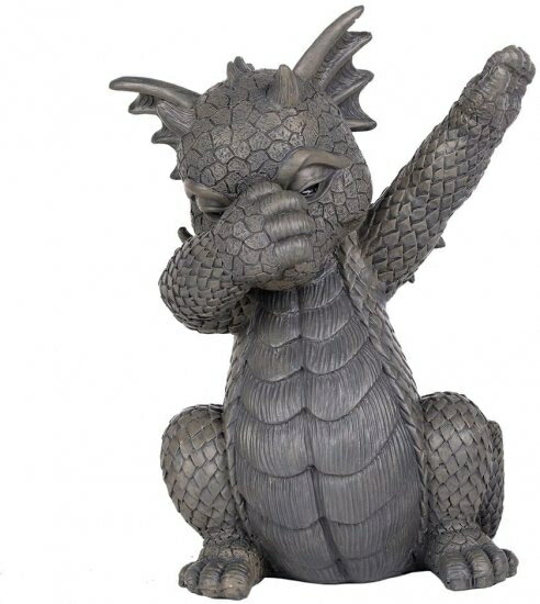 乐天商城 - Pacific Giftware Garden Dragon Dabbing Dragon Garden Display Decorative Accent Sculpture Stone Fin
