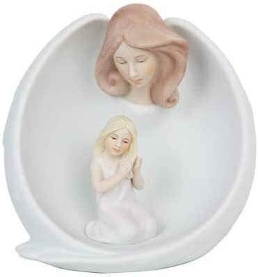 Pacific Giftware 天使ウォッチングオーバーガール宗教像ファイン磁器置物 幅5インチ