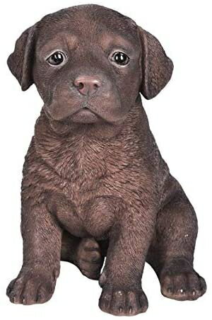 Pacific Giftware チョコレートカラー ラブラドール子犬像 リアルなガラスの目
