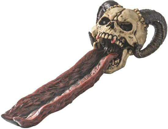 Pacific Giftware デモニックラムホーンドスカル ロングフォークトングスティック 香炉ホルダー ゴシック [3]