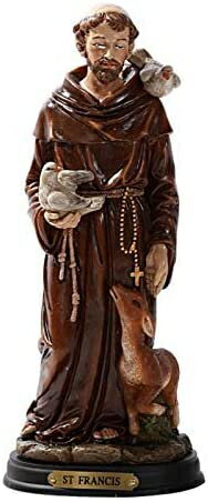 Pacific Giftware 聖フランシスコ像 木製ベース 真鍮ネームプレート付き