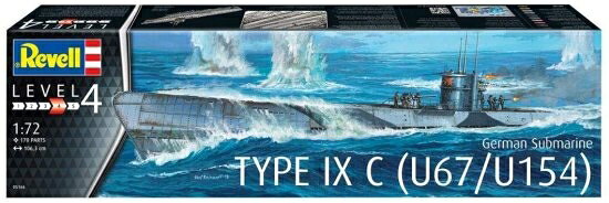 ワールドセレクトショップのドイツレベル 1/72 ドイツ海軍 潜水艦 Type IXc U67/U154 プラモデル 05166｜アングル2