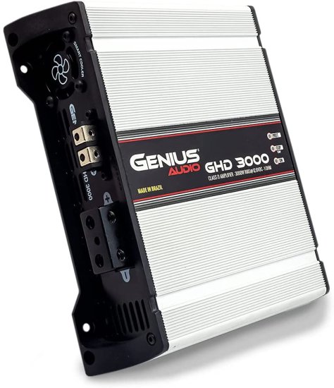 Genius Audio GHD-3000 Compact フルレンジ カーアンプ モノブロック 3000W-RMS Class-D 1-Ohm Stable Bass Boost Smart Cooler