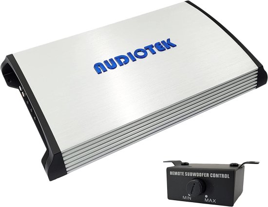 Audiotek AT5000S 2 チャンネル ステレオ カーアンプ - 5000W, 2 Ohm Stable, LED Indicator, フルレンジ, Bass Knob Included, Great for スピーカー