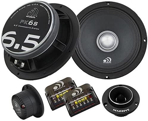 Massive Audio PK6S - 6 Inch, 6.5 Inch, 500w Max, 250w RMS, 4 Ohm, Pro Audio Style Shallow Mount コンポーネント Kit for カーオーディオ スピー