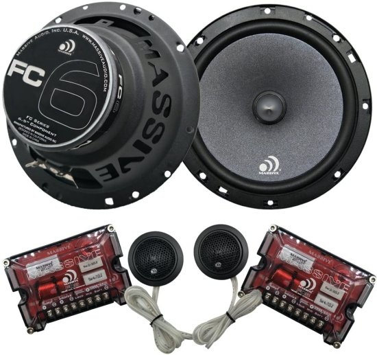 Massive Audio FC6 6 Inch / 6.5 Inch 150w / 300W MAX, 25mm Silk Dome ツイーター, 4 Ohm, 12dB X-Over, コンポーネント カースピーカー システム