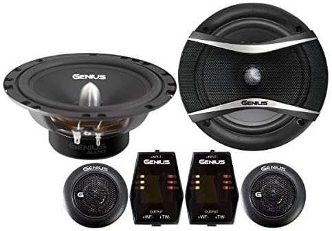 【商品名】Genius 6.5” 2-Way コンポーネント Set,High サウンドクオリティ,300W Max, 4 ohm,89 db Sensitivity,1.0” Kapton voice coil, Paper Cone,Rubber Surround Magnet Structure,12 db Passive クロスオーバー Network high-efficiency Genius 6.5” 2-Way Component Set,High Sound Quality,300W Max, 4 ohm,89 db Sensitivity,1.0” Kapton voice coil, Paper Cone,Rubber Surround Magnet Structure,12 db Passive Crossover Network high-efficiency【カテゴリー】コアキシャルスピーカー(Car Coaxial Speakers) : Genius【商品説明】・High Sound Quality COMPONENT SPEAKER SET : The 6.5" inch speaker, and Tweeter will renew your car. For those who love the sound quality. Simple and easy, suitable for enclosed or free air use in your vehicle, these drivers provide full, rich extended bass never heard from a 6.5" component before. ・2- Way Component Set : Compact design providing 300 Watts MAX. Frequency response: 70 Hz - 20 KHz. Low Impedance 4-Ohm bring out the maximum performance with sensitivity 89 db. ・Paper Cone Speakers : The Genius speakers provide 300 MAX Watts sound quality system as they are full range frequencies giving you low/mid/high pitches. 12 db Passive Crossover Network ・Tweeter - Genius ?” Tweeters designed with neodymium magnet, With 150 W musical / 45 RMS, 1.0” Kapton voice coil ・Design : Paper Cone Black high quality with High quality bullet and Rubber surround high quality magnet Designed and built to deliver accurate and natural clean, deep performance never heard before from an easy to install 6.5" component system.