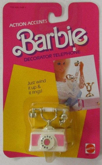House, Building - Barbie バービーアクションアクセントデコレーター電話は電話を巻き上げて鳴ります！ （1986 Mattel Hawthorne）