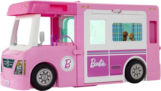 Barbie バービー 3-in-1 dreamcamper車両 約プール トラック ボート 50のアクセサリーを備えた3フィートの変換キャンピングカーは 3-7歳の子供に最適な贈