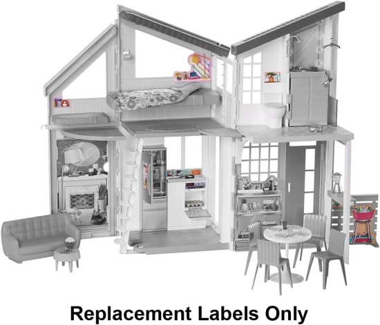 ワールドセレクトショップのBarbie バービー Malibu House PlaysetのBarbi交換ステッカー-FXG57-交換用ラベル、マルチカラー｜アングル2