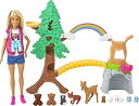 Barbie バービー Wilderness Guide Blonde Doll（12インチ）、屋外の木、橋、頭上の虹、10個の動物などのインタラクティブなプレイセット、3歳以上の素晴らし