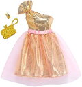 Barbie バービーファッションは完全な外観のゴールド1ショルダーガウンとピンクのチュールセット