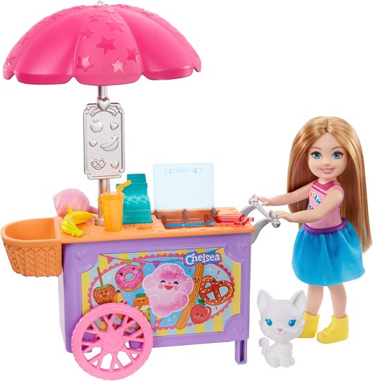 Barbie バービークラブチェルシードールとスナックカートプレイセット、ペットの子猫とアクセサリーを添えた6インチブロンド、3-7歳の贈り物