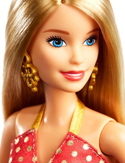 ワールドセレクトショップのBarbie Mattel バービー Holiday Red and Gold Dress GFF68｜アングル2