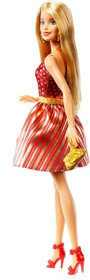 ワールドセレクトショップのBarbie Mattel バービー Holiday Red and Gold Dress GFF68｜アングル3