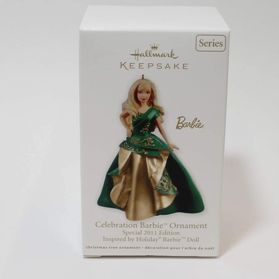 Barbie 2011年のホールマーク＃12シリーズセレブレーションバービーオーナメントスペシャル2011エディションホリデーバービー人形に触発された