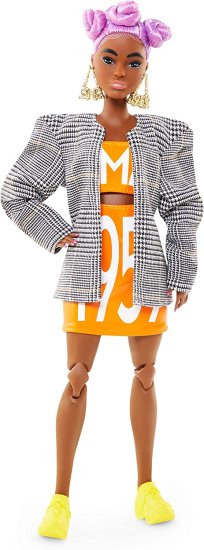 Barbie バービー BMR1959完全にポーズ可能なファッション人形（11.5インチ）の小柄なライラックの髪、マッチングロゴトップとスカートとブレザー、ドールスタ