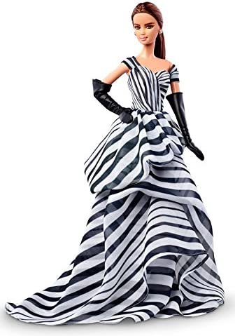 乐天商城 - Barbie 黒と白のコレクションシフォンボールガウンバービー人形 - プラチナラベル