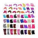 Barbie ランダム20ペアレディファッションブーツフラットハイヒールサンダルディナーパーティー服アクセサリー靴バービー人形(ランダム20靴)