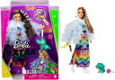 Barbie バービーエクストラドール＃9ペットワニの青いフリルジャケット、キラキラのヘアクリップ、レイヤードアウトフィットとアクセサリー、複数の柔軟なジョ
