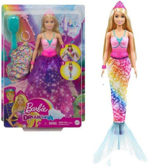 House, Building - Barbie 3-7歳の3つのルックスとアクセサリーを備えたバービードリームトピア2-in-1プリンセス（ブロンド、11.5インチ）