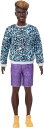 Barbie バービーケンファッショニスタドール＃153ブルーアニマルプリントシャツ、紫色のショートパンツ、ブーツ、子供向けのおもちゃを着た彫刻されたドレッド