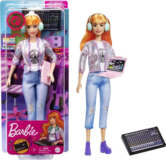 Barbie バービーキャリアオブザイヤーミュージックプロデューサードール（12インチ）、カラフルなオレンジ色の髪、トレンディなティー、ジャケット＆ジーンズ
