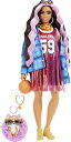 Barbie バスケットボールのジャージードレスとアクセサリーのバービーエクストラドール#13ペットコーギー、ピンクのストリークと柔軟なジョイントを備えた非