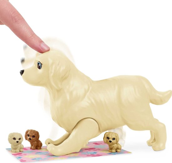 ワールドセレクトショップのBarbie バービー人形と生まれたばかりの子犬は、出産機能を備えたママ犬、3-7歳の子供への贈り物を備えたママ犬（ブルネット、11.5インチ）｜アングル2