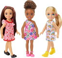 Barbie バービーチェルシードール3パック、3チェルシー人形ドレスと靴を履いて、3歳の子供向けのおもちゃ