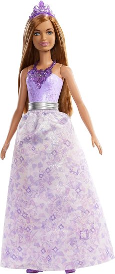 乐天商城 - Barbie バービードリームトピアプリンセスドール、紫色の宝石風の衣装とティアラを着た約12インチのブルネット、3-7歳