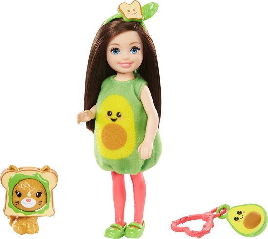 Barbie バービークラブチェルシードレスアップ人形、ペットの子猫とアクセサリーとアボカドのコスチュームの6インチブルネット、3-7歳の贈り物 2